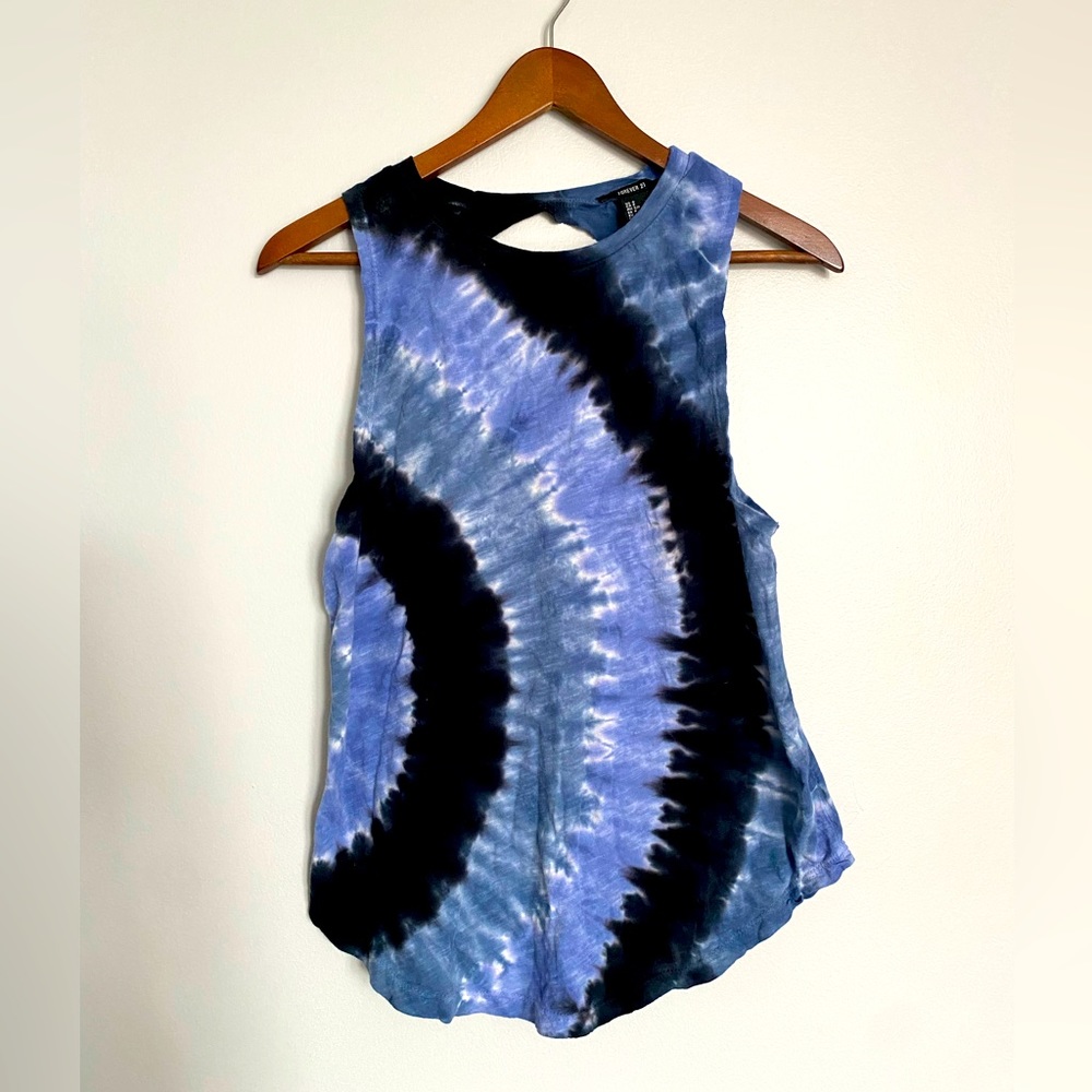 Blue tie dye open back tank